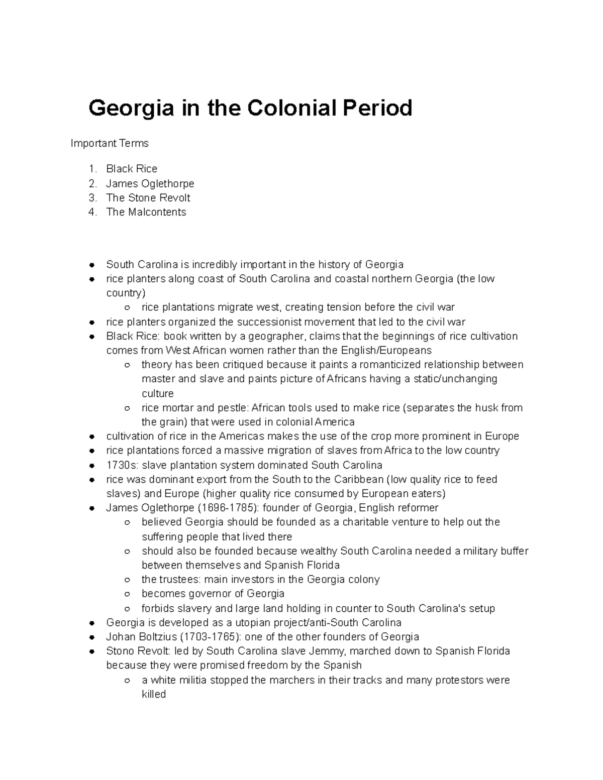 Georgia in the Colonial Period - Georgia in the Colonial Period ...