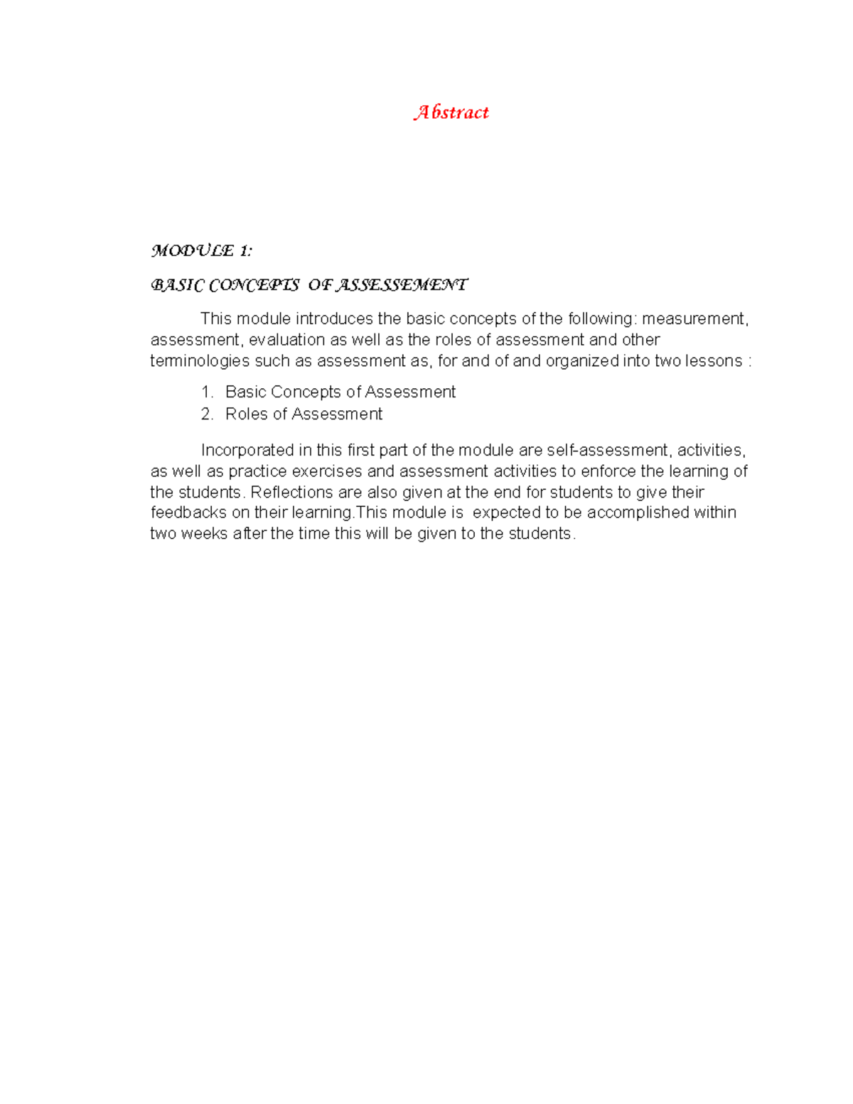 PDF document 2 Module 1 Abstract MODULE 1 BASIC CONCEPTS OF