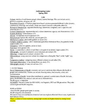 Study Guide 1-1 - Dr. Fitzgerald - Study guide – Kottak, Chapters 1 & 2 ...
