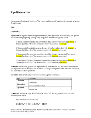 8.03 flvs assignment - Solutions Lab Report Instructions: Complete all ...