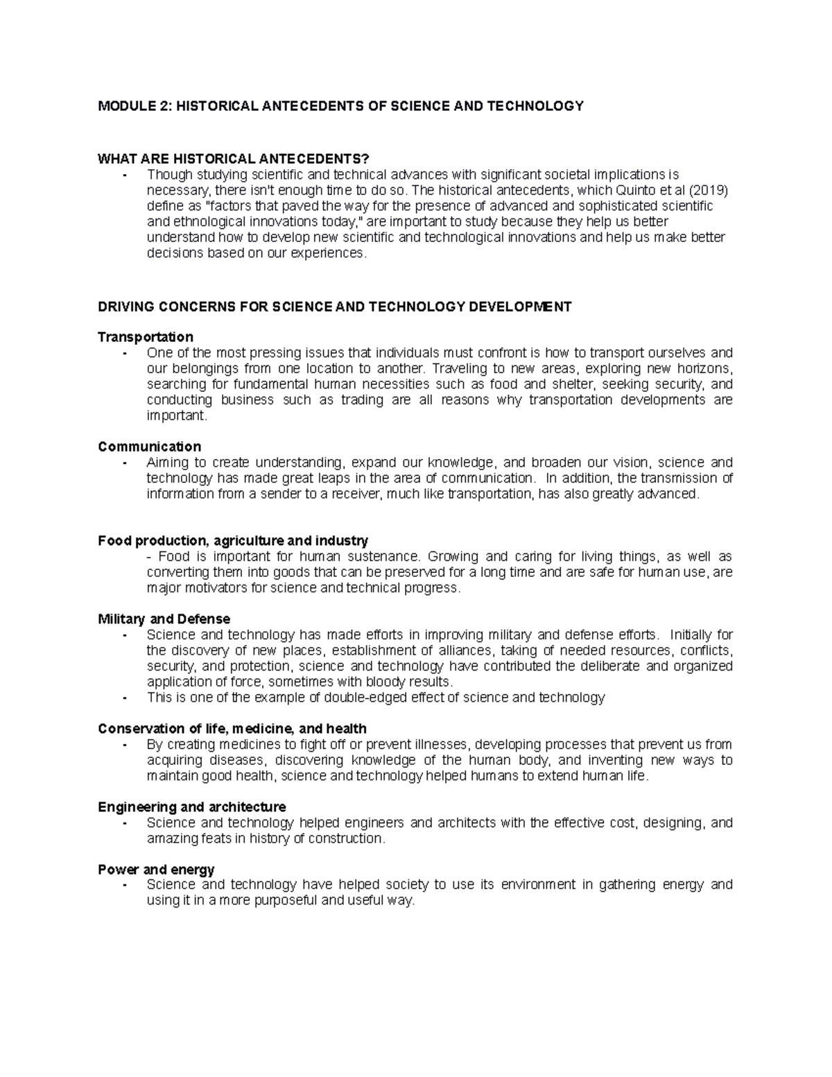 MODULE 2: HISTORICAL ANTECEDENTS OF SCIENCE AND TECHNOLOGY - Science ...