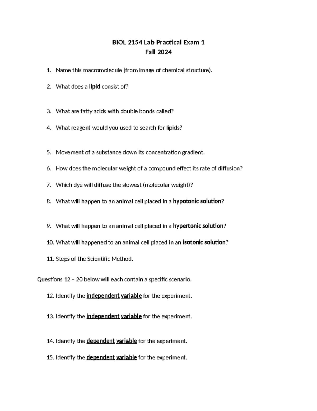 BIOL 2154 Lab Practical 1 Study Guide - BIOL 2154 Lab Practical Exam 1 ...