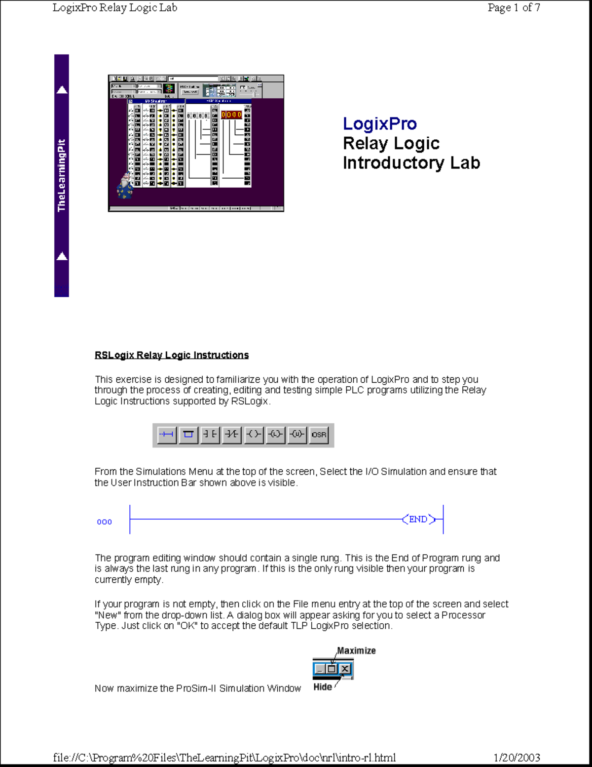 All labs todos LogixPro Relay Logic Introductory Lab RSLogix Relay
