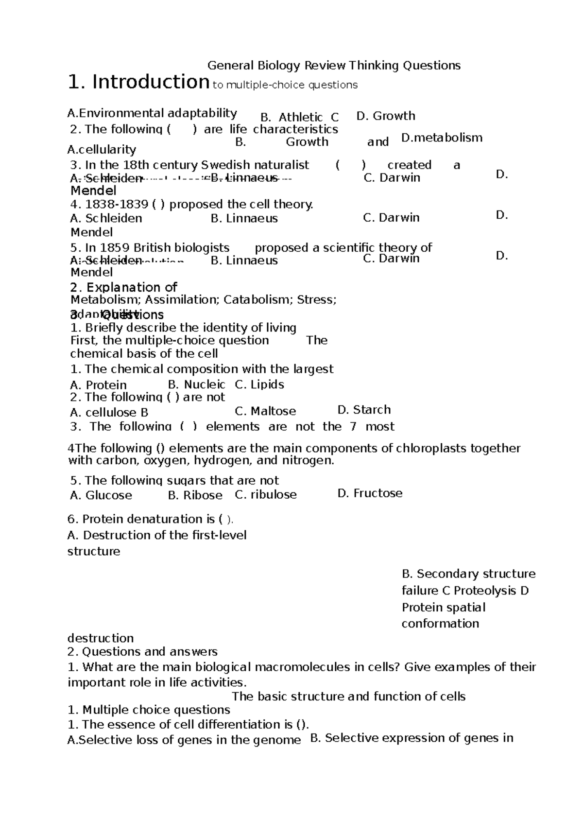 critical thinking questions in biology