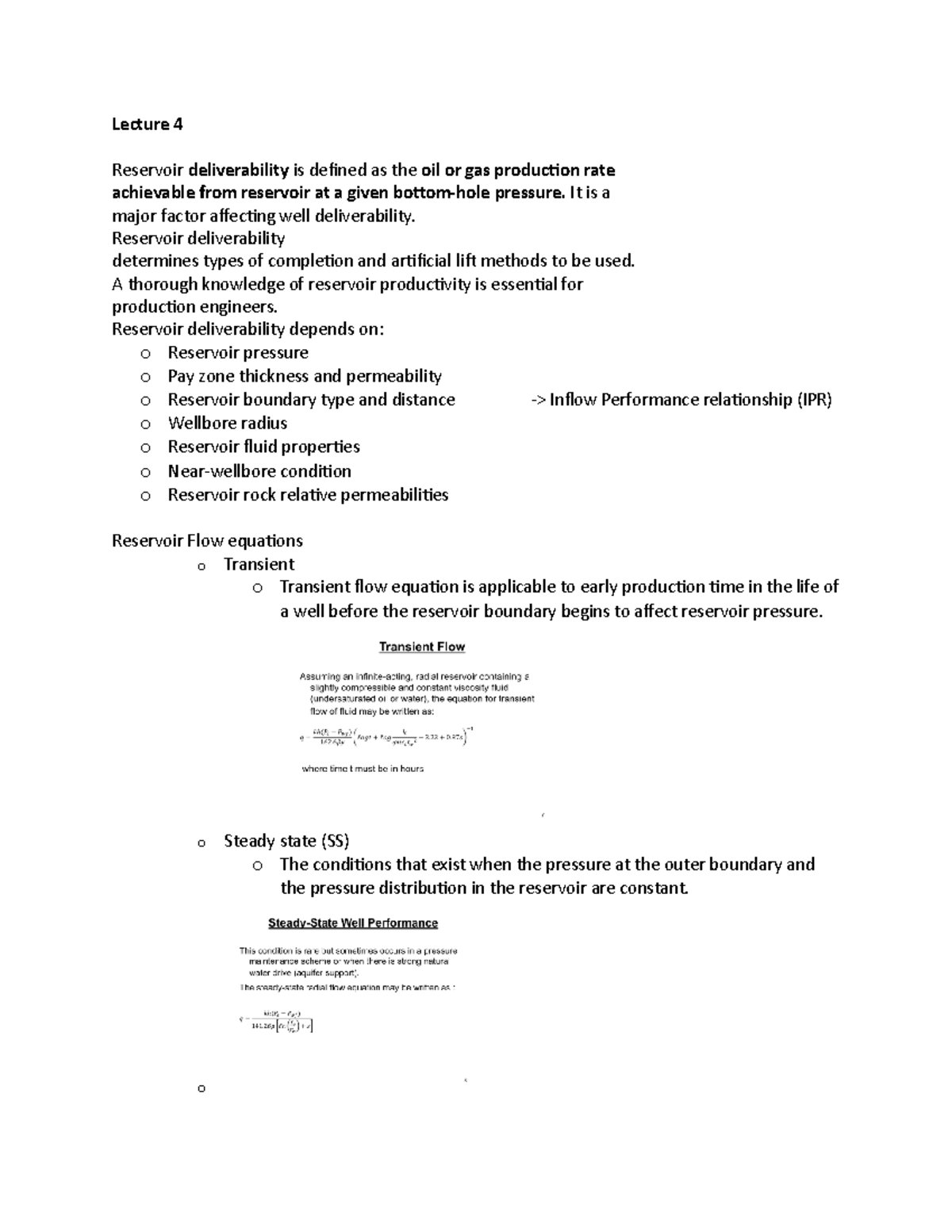 Lecture 4. ENPE 533 docx Lecture 4 Reservoir deliverability is