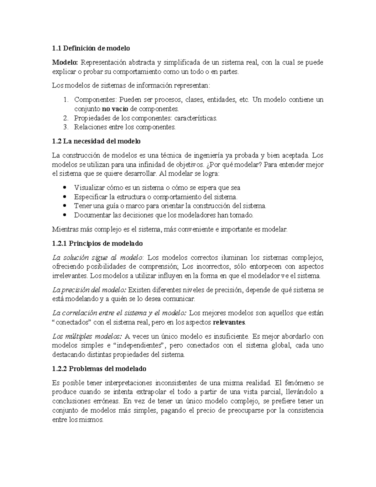 Capitulo 1 - Modelado de Sistemas - 1 Definición de modelo Modelo ...