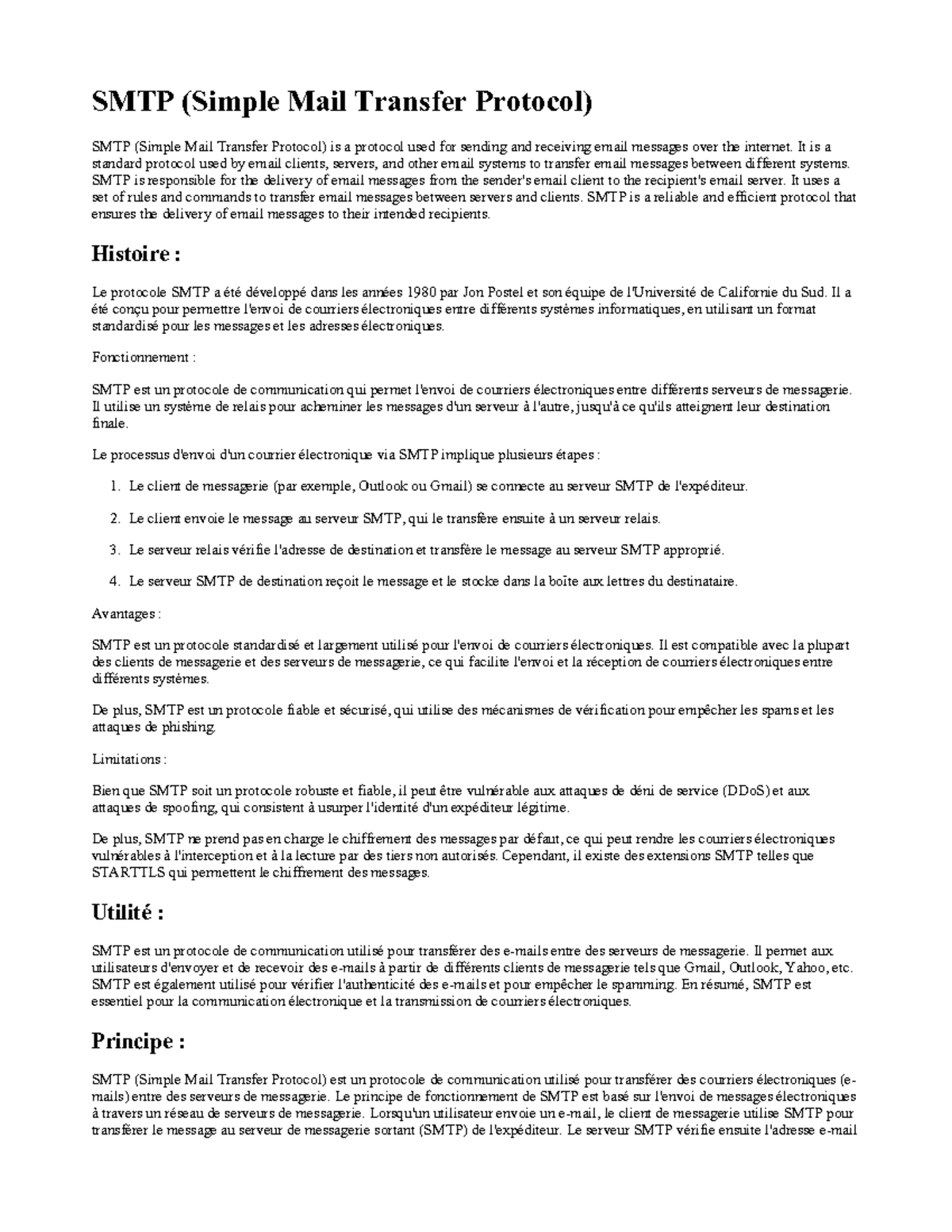 SMTP (Simple Mail Transfer Protocol) - It is a standard protocol used ...