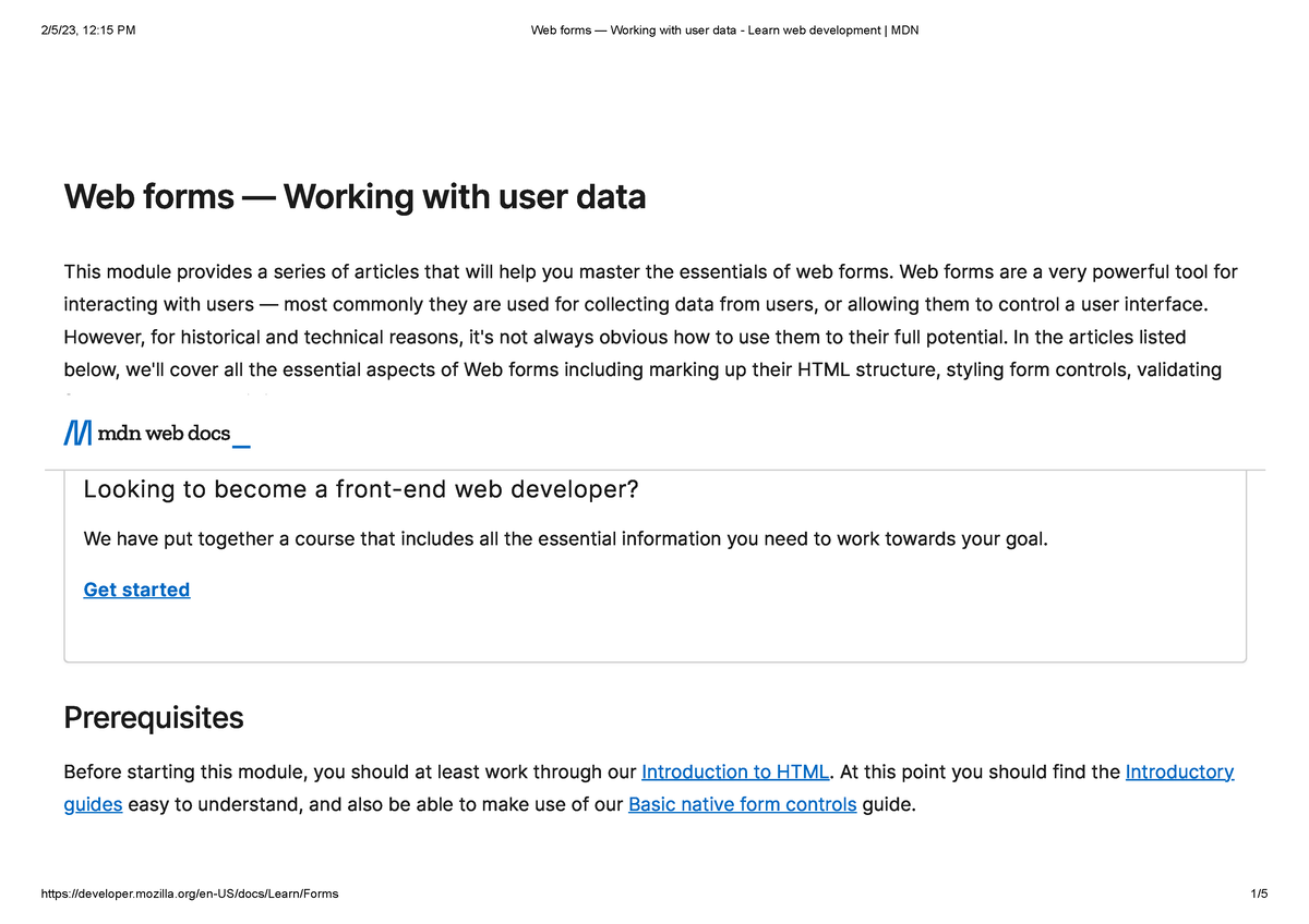 Web Forms — Working With User Data - Learn Web Development MDN - Web ...