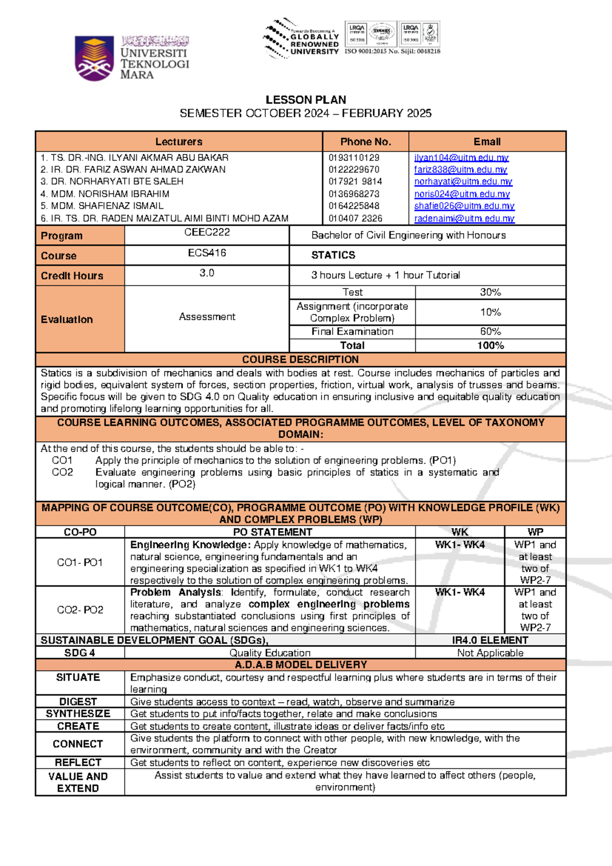 ECS416 lesson plan - LESSON PLAN SEMESTER OCTOBER 2024 – FEBRUARY 2025 ...