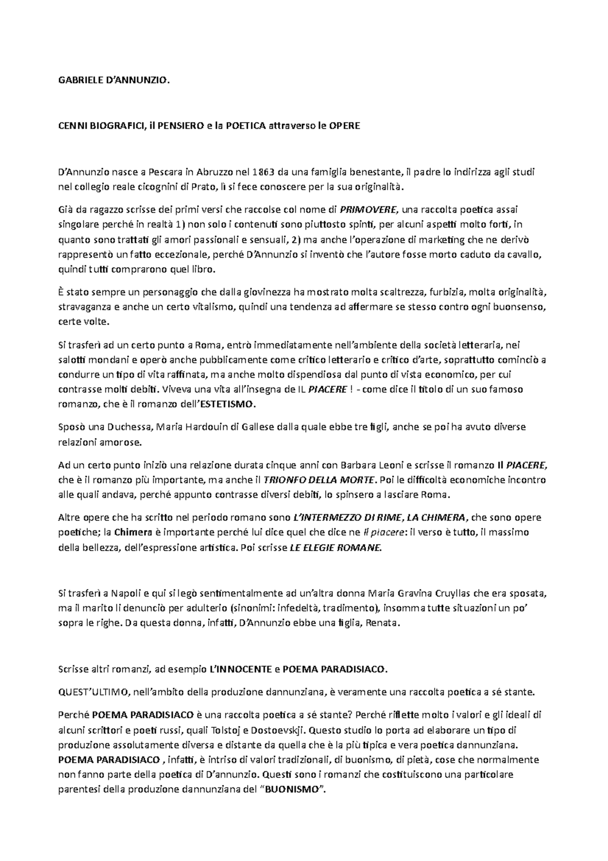 Gabriele D'annunzio - Pensieri di D'Annunzio - GABRIELE D’ANNUNZIO ...