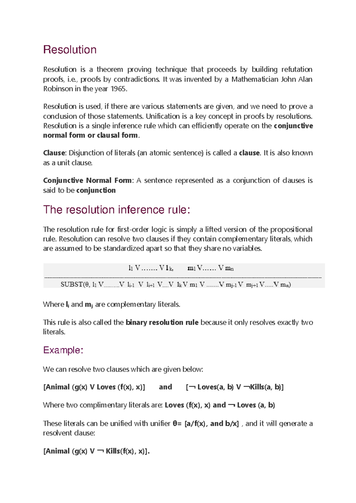 Resolution - Resolution Resolution is a theorem proving technique that ...