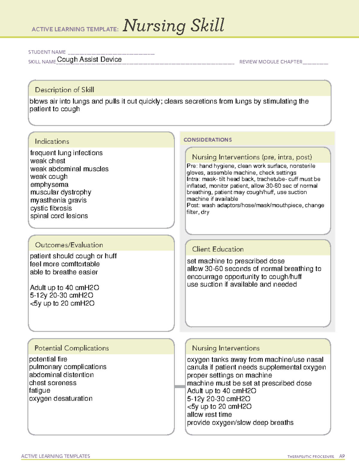 Cough assist device - ACTIVE LEARNING TEMPLATES THERAPEUTIC PROCEDURE A ...