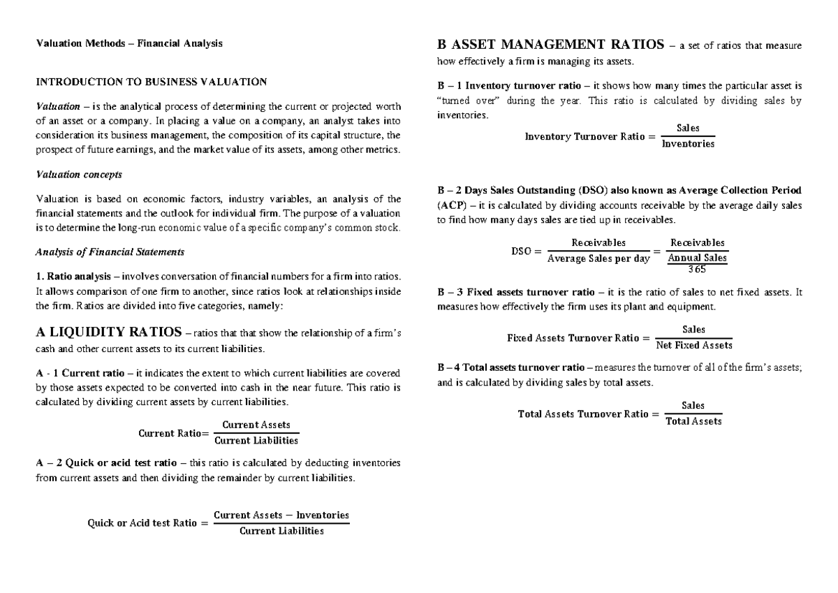 valuation-methods-notes-valuation-methods-financial-analysis