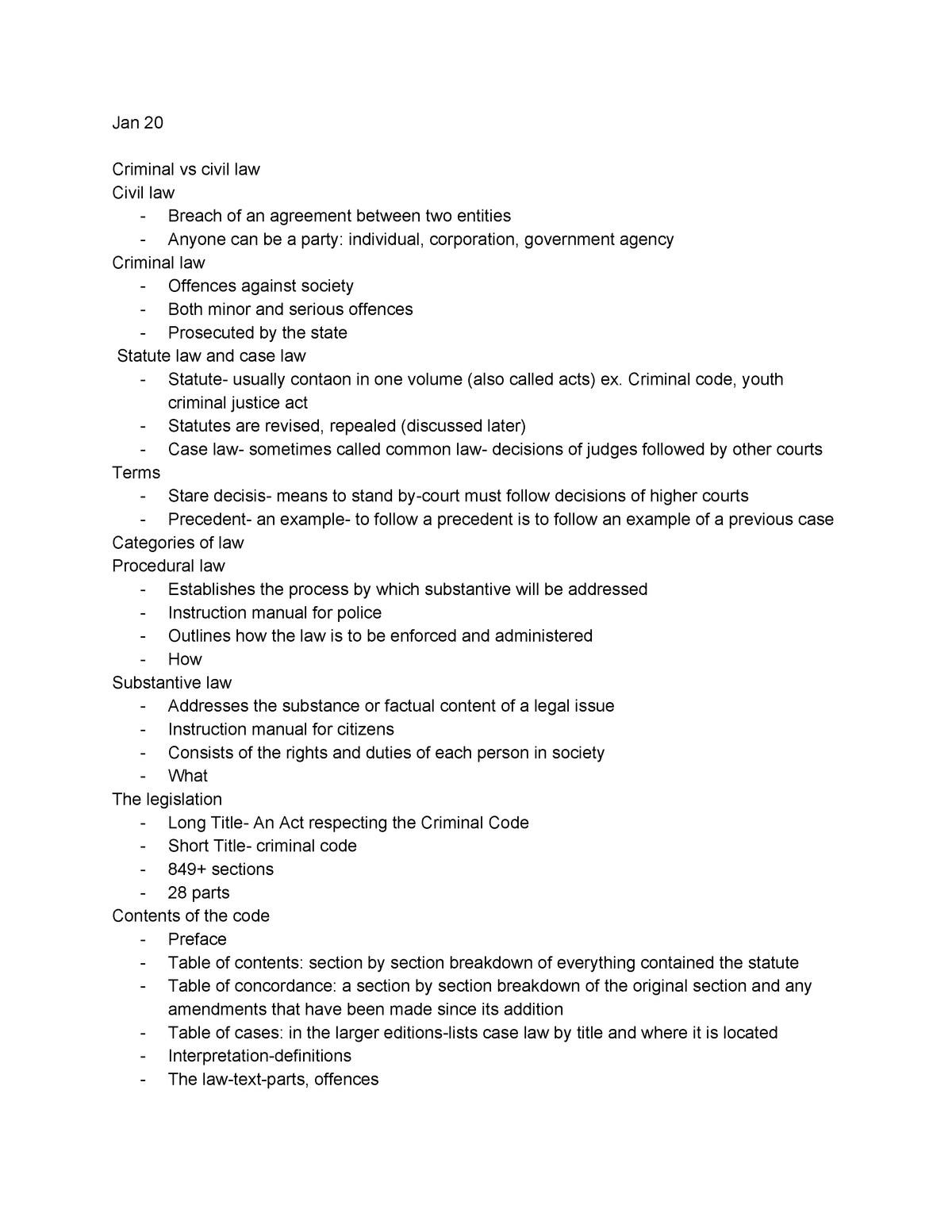 criminal-code-lecture-notes-1-10-jan-20-criminal-vs-civil-law-civil