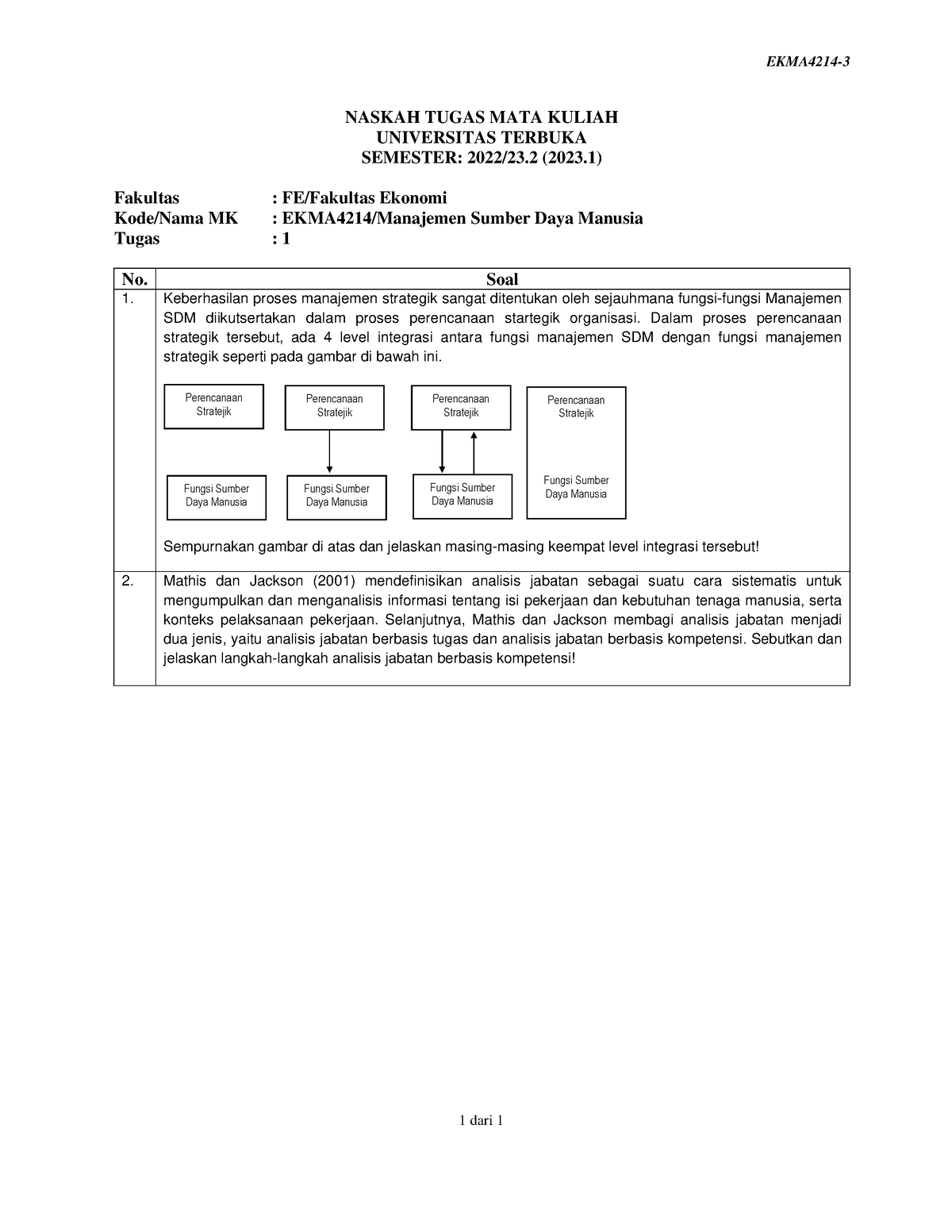 Soal Ekma4214 Tmk1 3 - EKMA4214- 1 Dari 1 NASKAH TUGAS MATA KULIAH ...