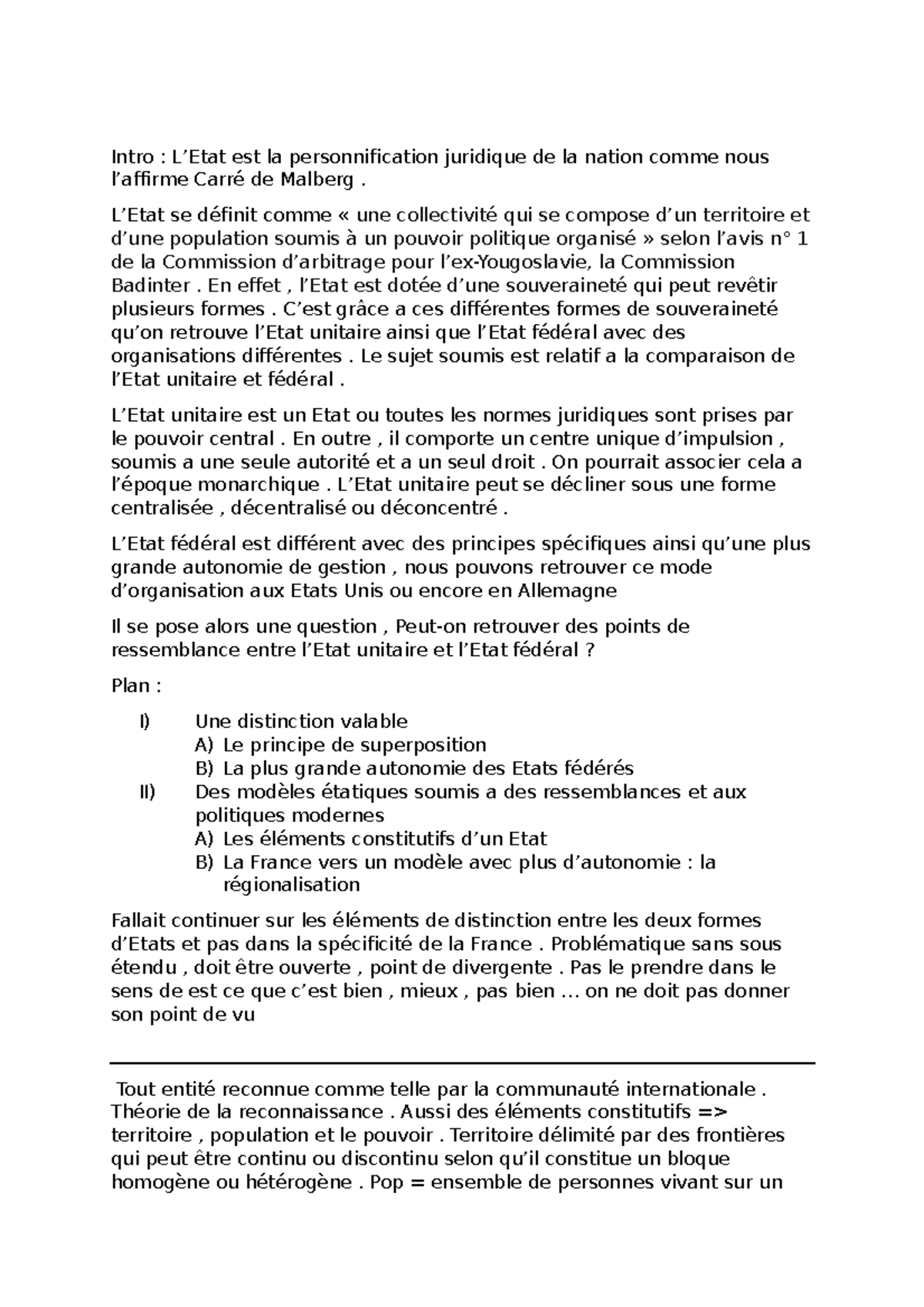 Dissertation Droit Constitutionnel Etat Fédéral Et Etat Unitaire ...