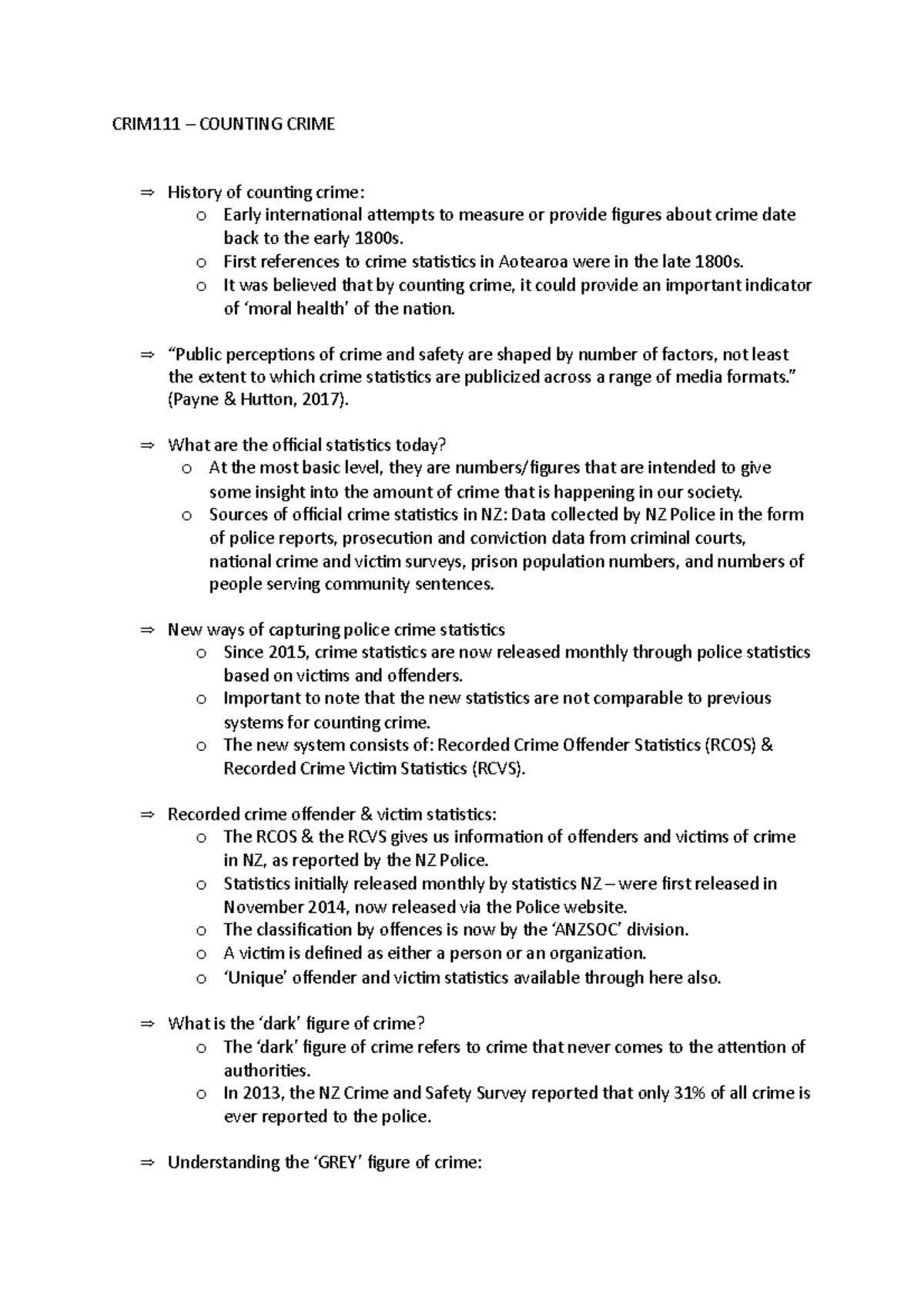 CRIM111 Counting Crime CRIM111 COUNTING CRIME History of counting crime o Early Studocu