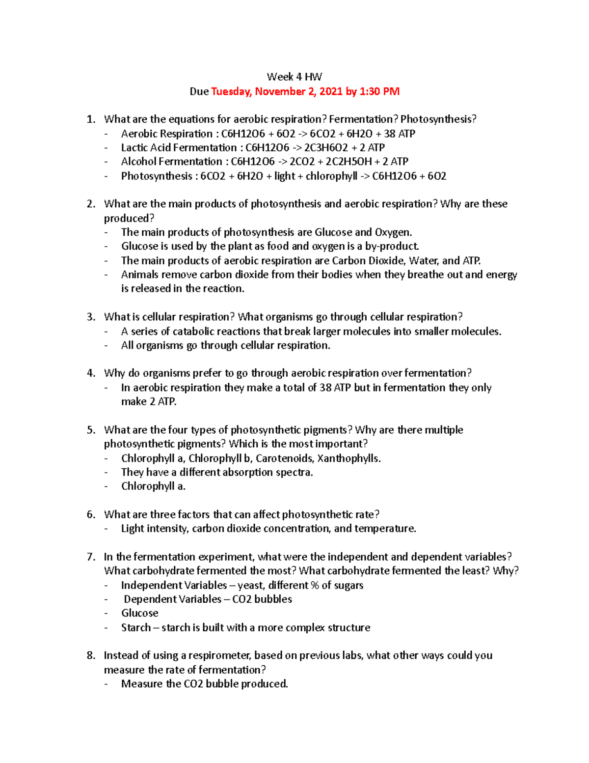 Week 4 HW - Biology 155 Lab Homework #4. Maggie Bruce - Week 4 HW Due ...