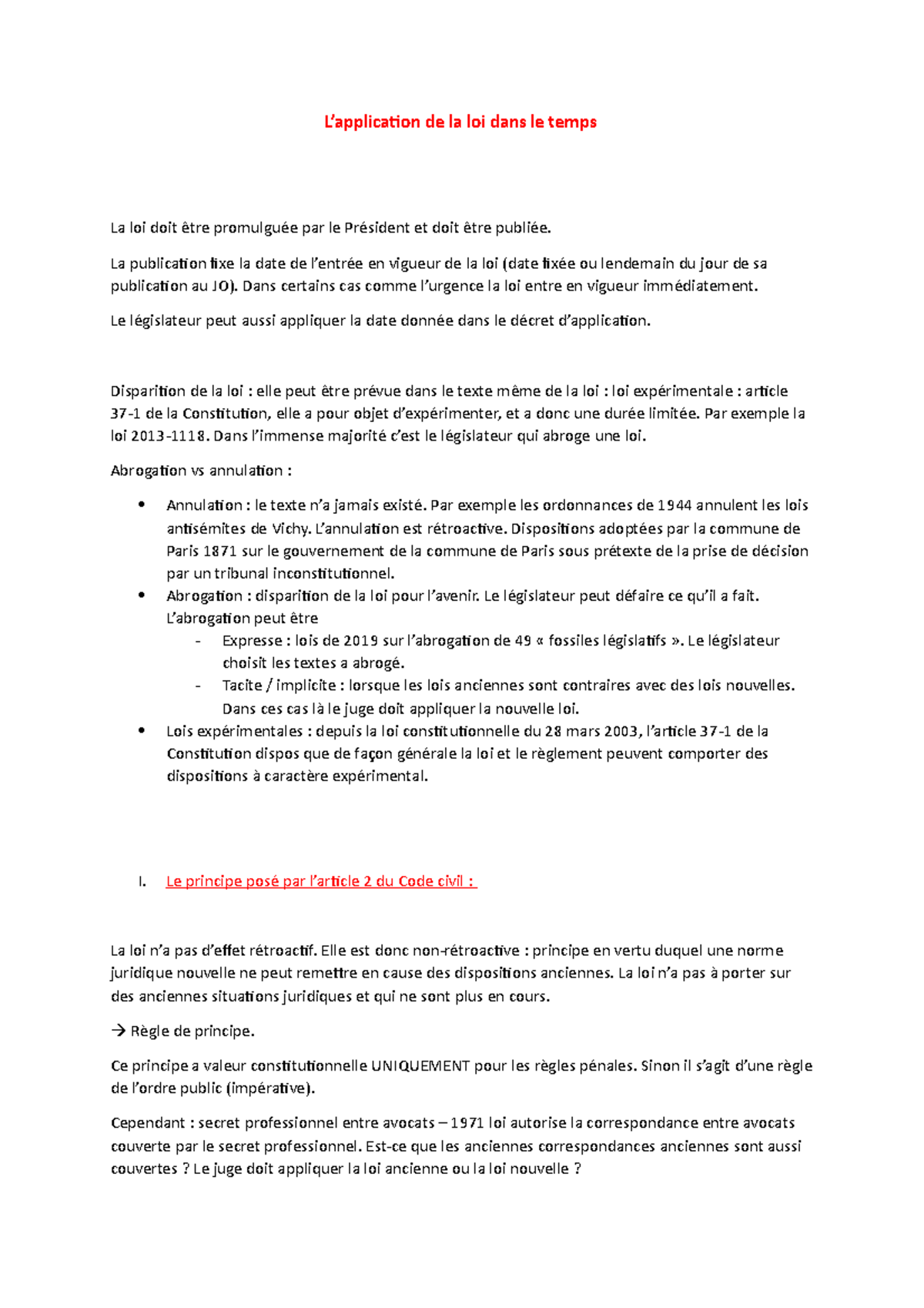 Application De La Loi Dans Le Temps - L’application De La Loi Dans Le ...