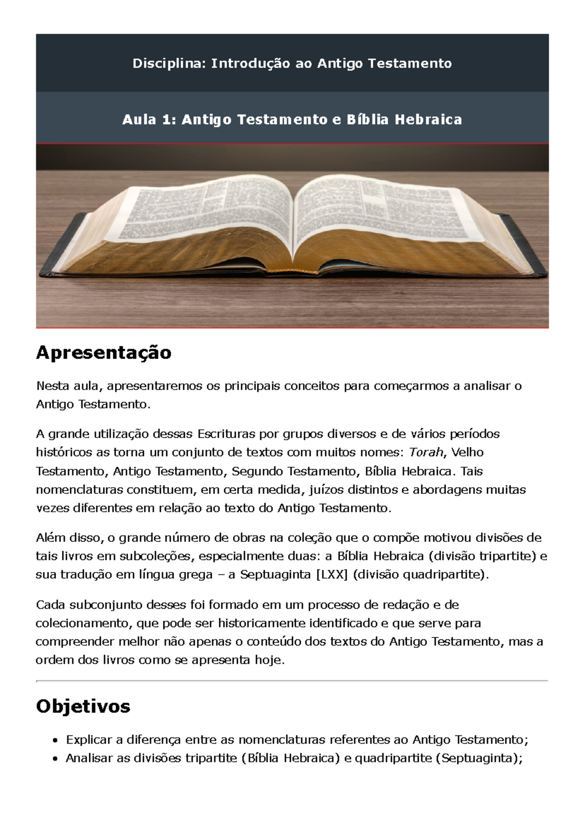 Introdução AO Antigo Testamento-Aula 1 - A Grande Utilização Dessas ...