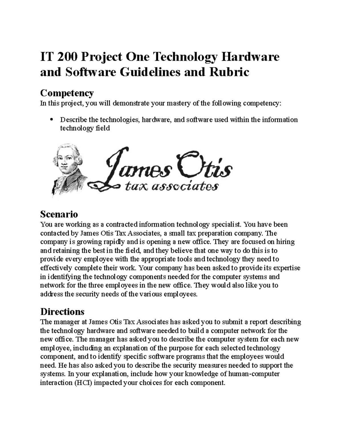 IT 200 Project One Technology Hardware and Software Guidelines and ...