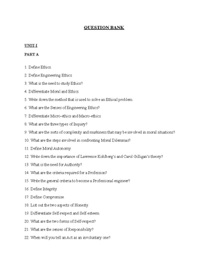 Ethics - Tarun - GE 2025 PROFESSIONAL ETHICS IN ENGINEERING 2 MARK ...