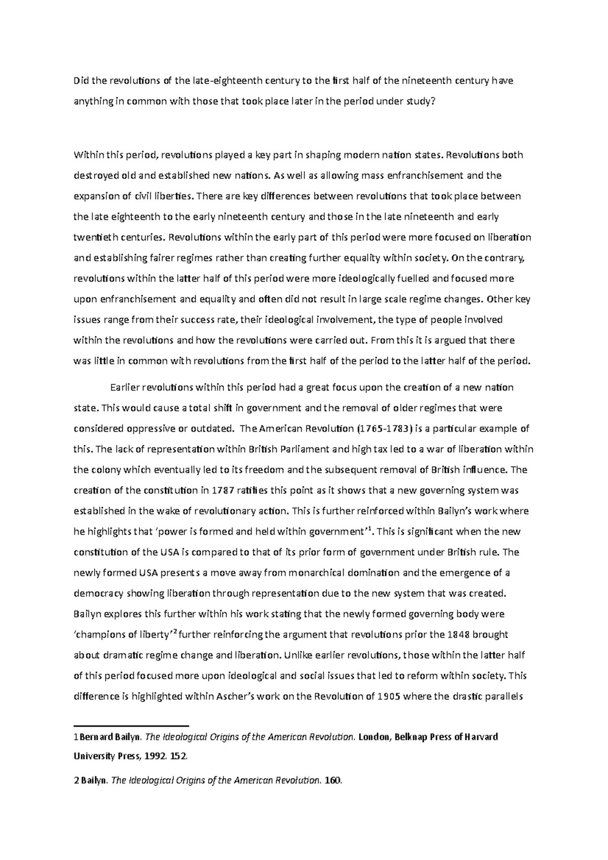 Revolutions essay - Assignment exemplar - Did the revolutions of the ...