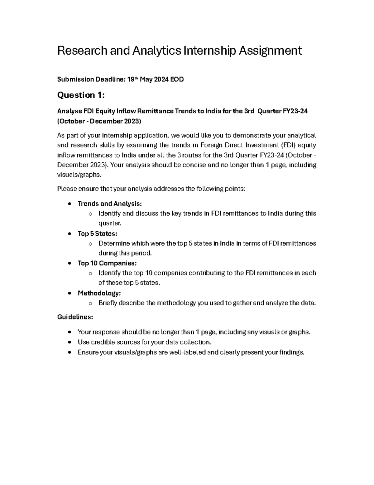 Rn A Assignment - summary - Research and Analytics Internship ...
