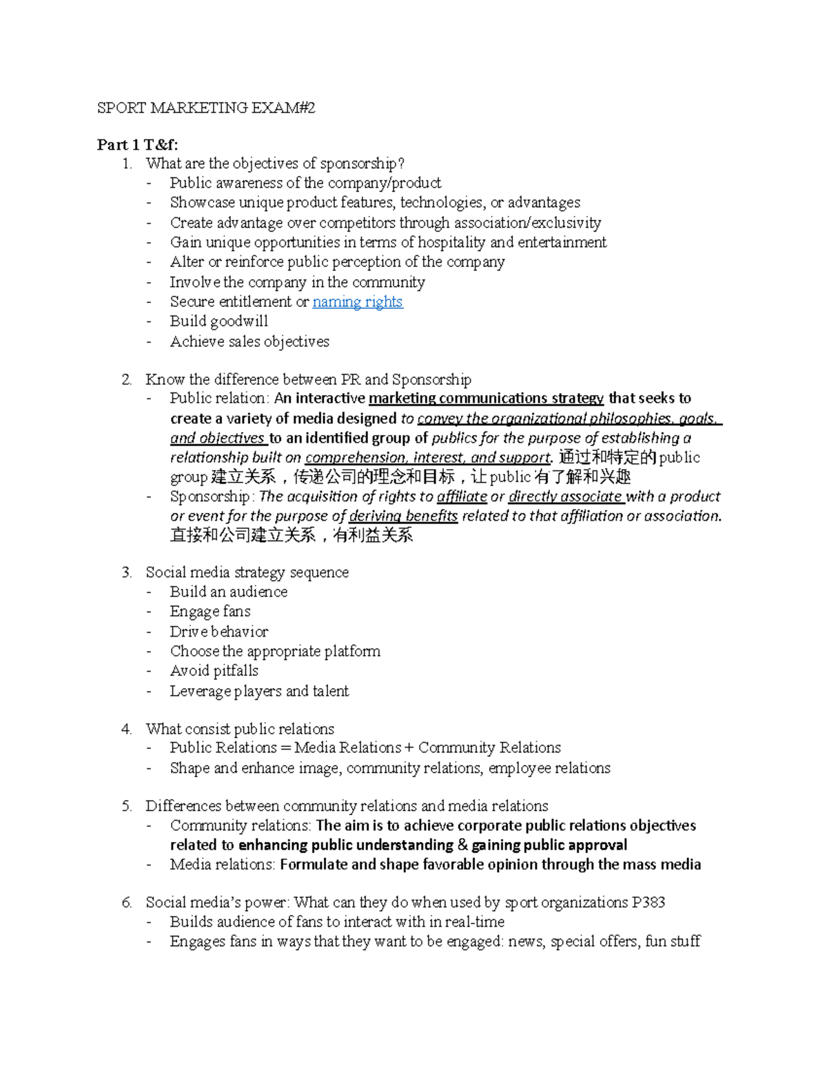 Spt mkt exam2 exam 2 study guide SPORT MARKETING EXAM Part 1 T&f