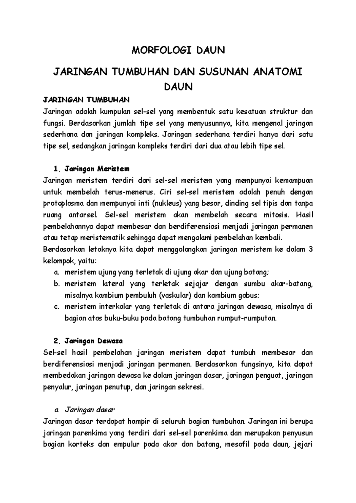 Materi Morfologi Daun - MORFOLOGI DAUN JARINGAN TUMBUHAN DAN SUSUNAN ...