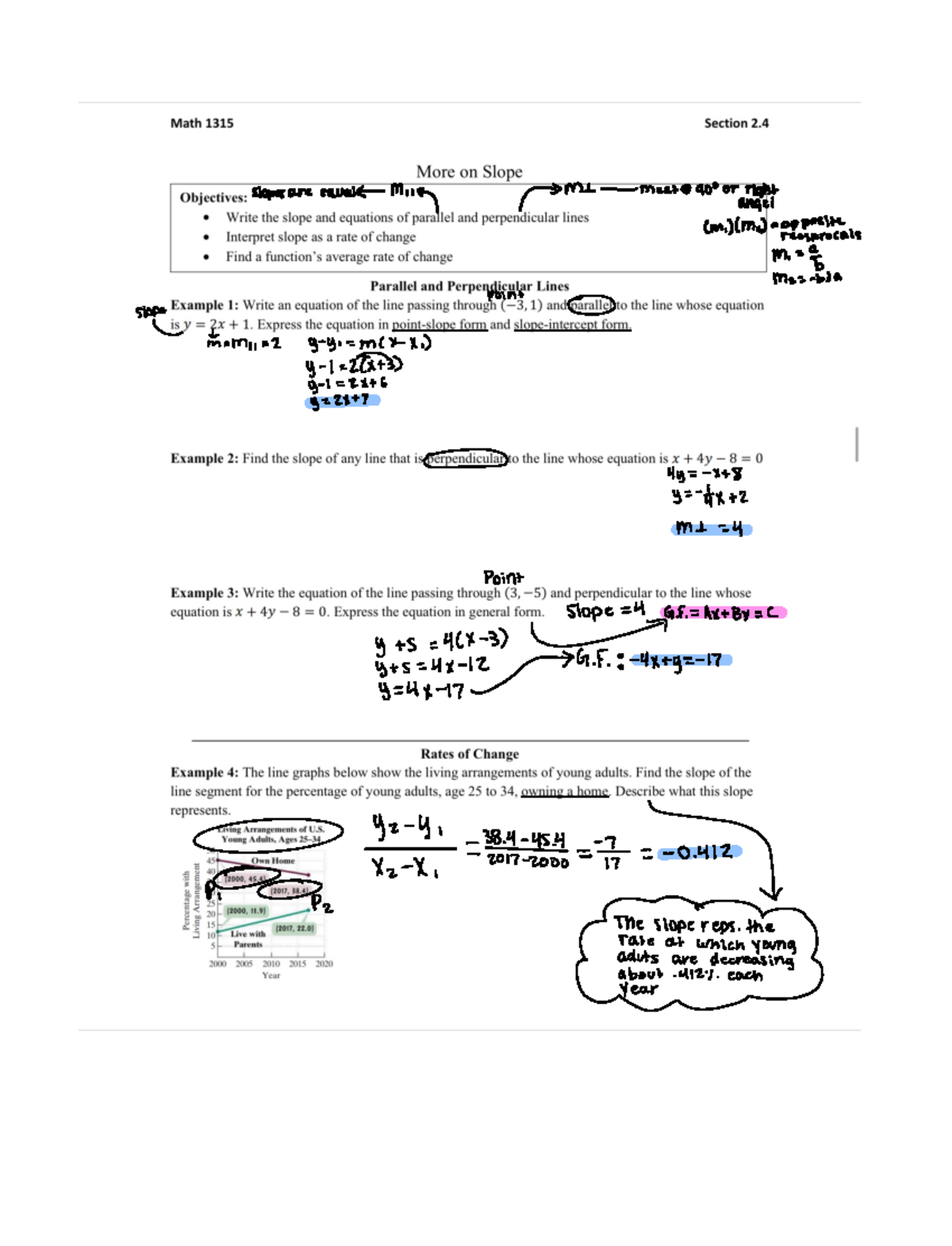 2. 4 college algebra practice problems - slopesareequal ####### Ming ...