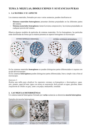 Sistemas Materiales ( Teoría Y Aplicación) - TEMA 3: MEZCLAS, DISOLUCIONES  Y SUSTANCIAS PURAS 1. LA - Studocu