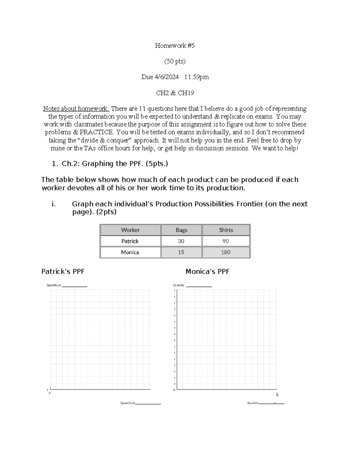 Homework #5 - Homework # (50 pts) Due 4/6/2024 11:59pm CH2 & CH Notes ...