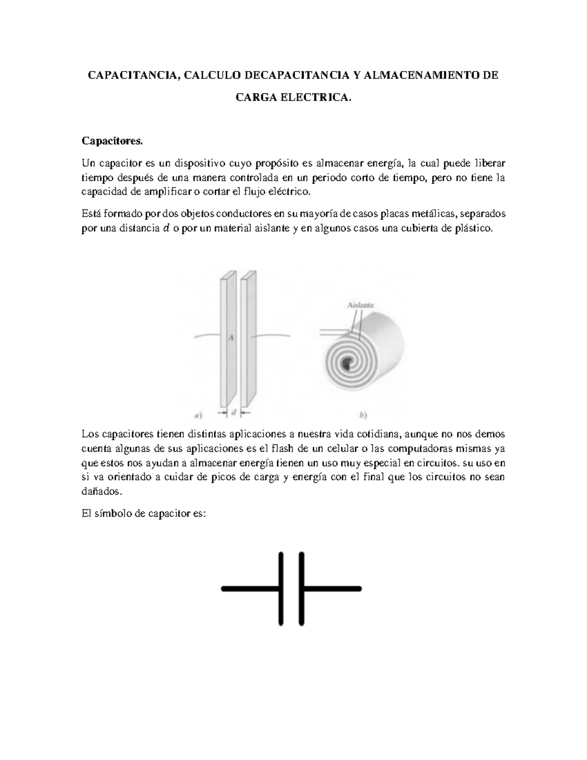 Capacitancia Capacitancia Calculo Decapacitancia Y Almacenamiento De