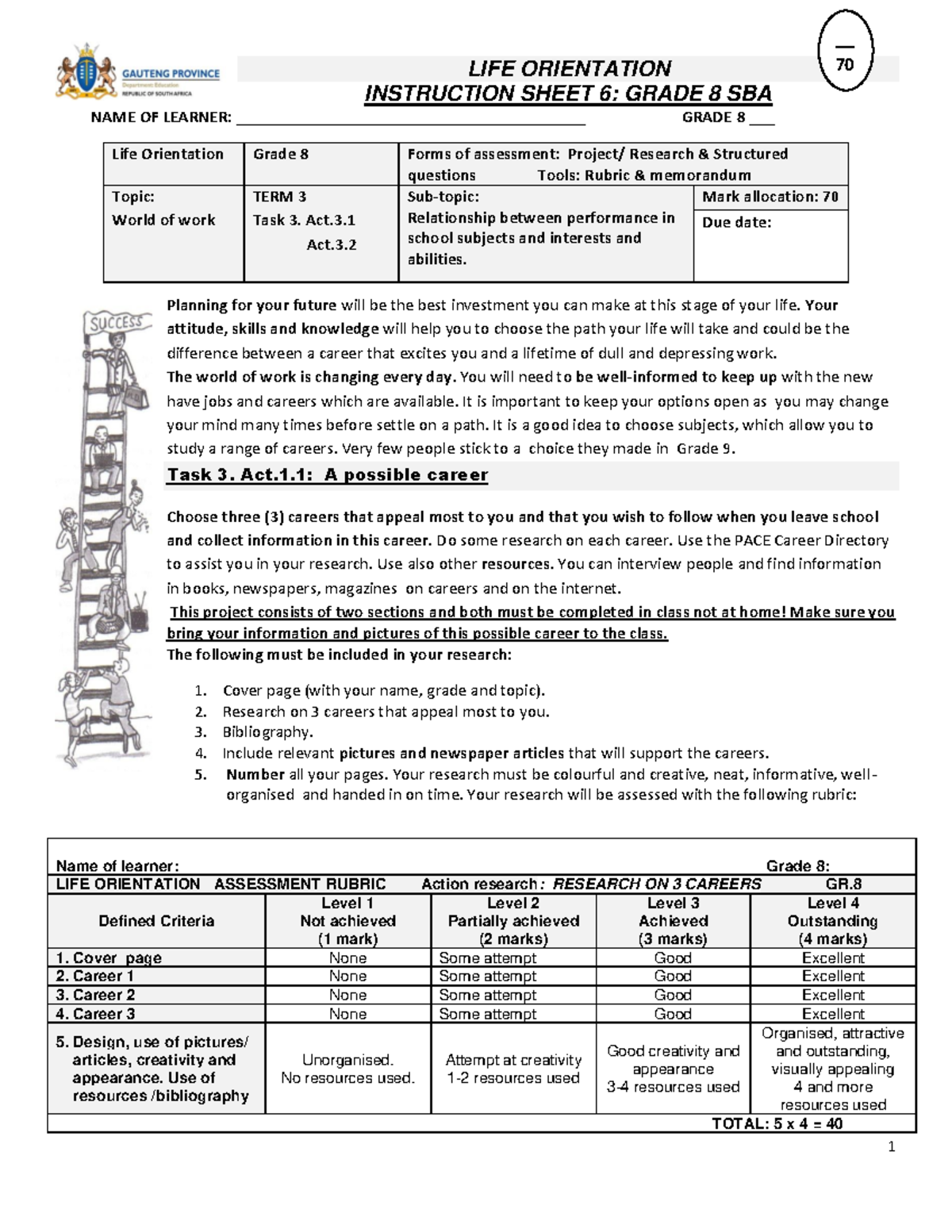 mathematics grade 9 sba task 1 assignment