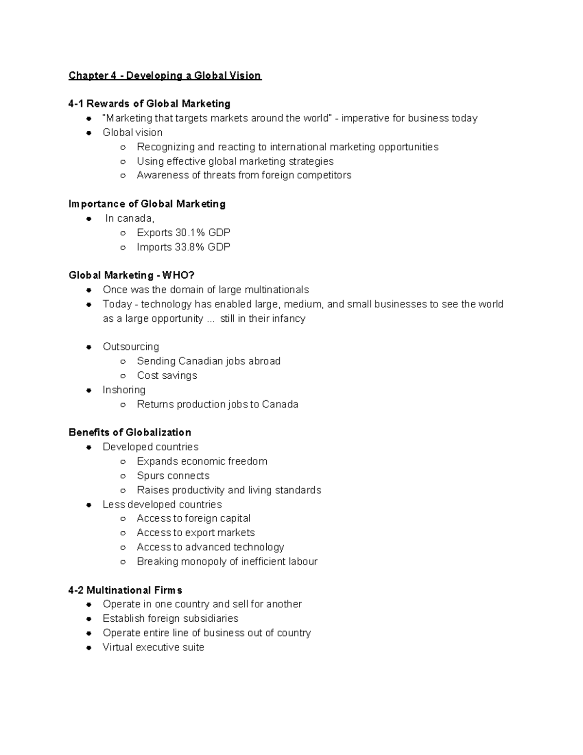 Chapter 4 - Developing a Global Vision - Chapter 4 - Developing a ...
