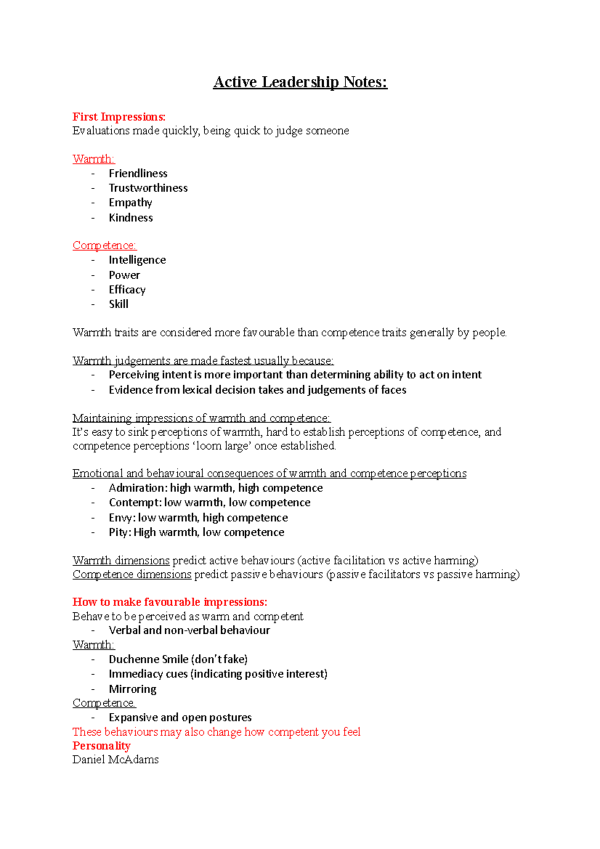 Active Leadership Notes - Active Leadership Notes: First Impressions ...