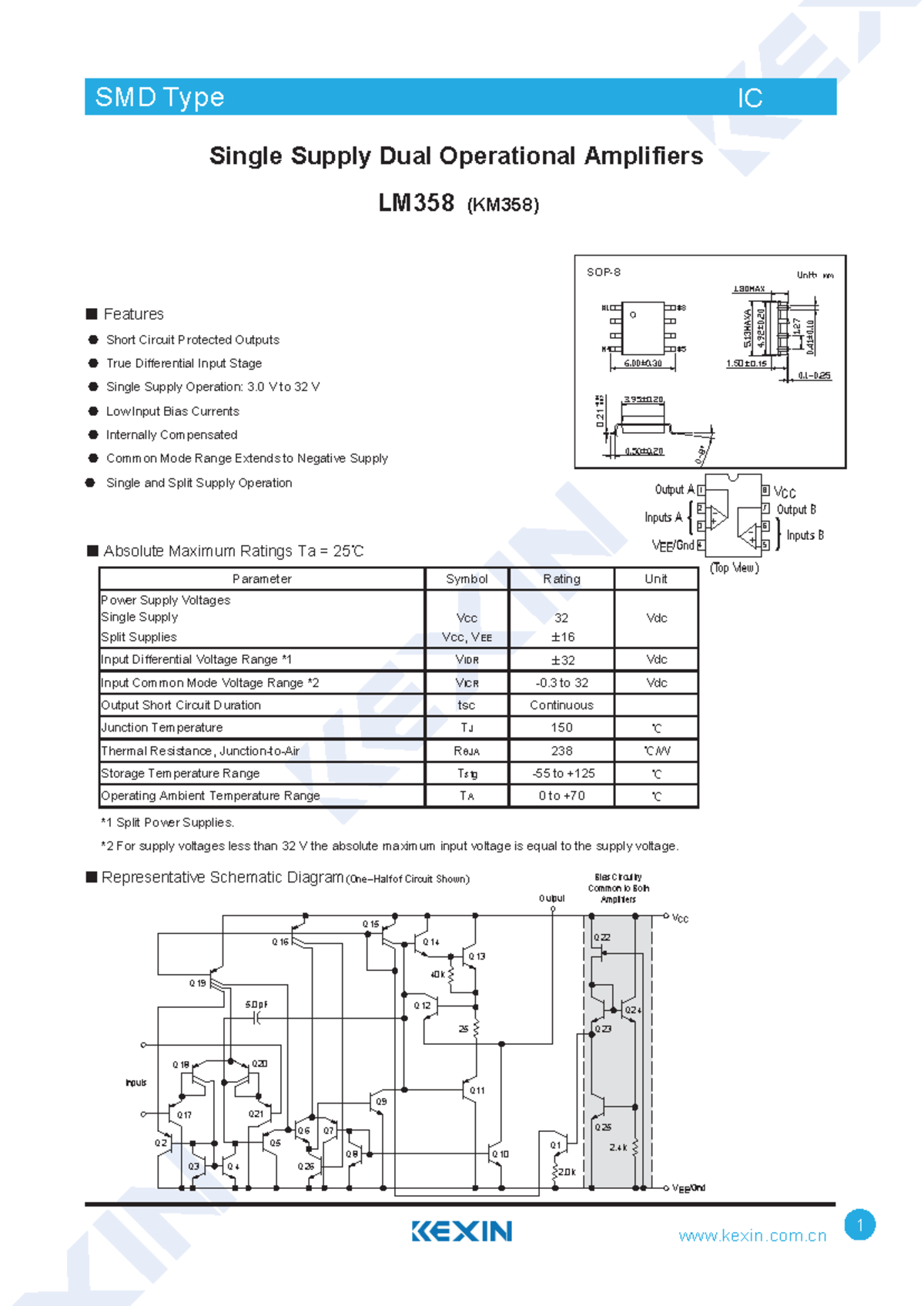 LM358 - SMD Type SMD Type IC kexin.com 1 SMD Type IC Features Short ...