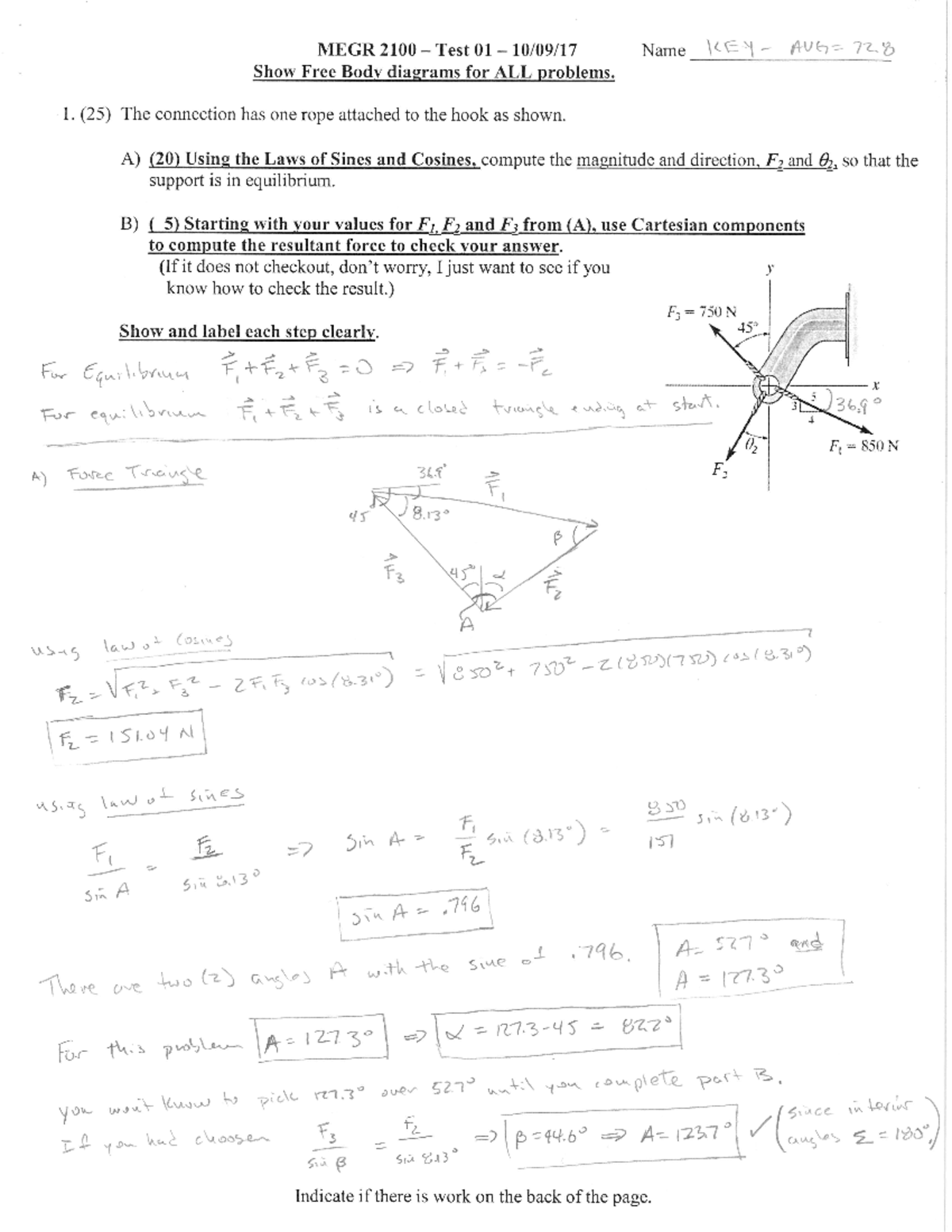 MEGR 2100 17FQ Test 01 Solution - MATH 352 - Studocu