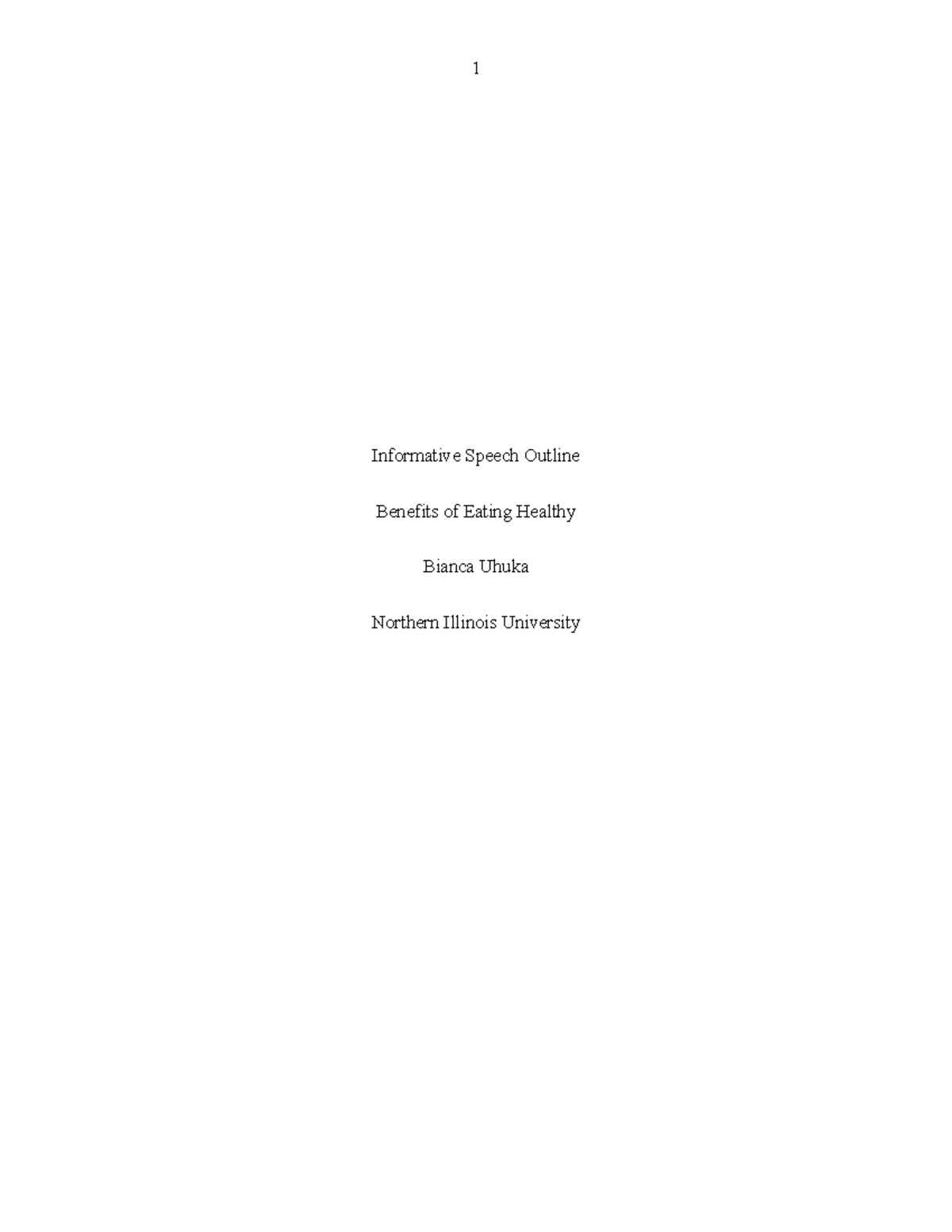 Informative Speech Outline & Bibliography - 1 Informative Speech ...