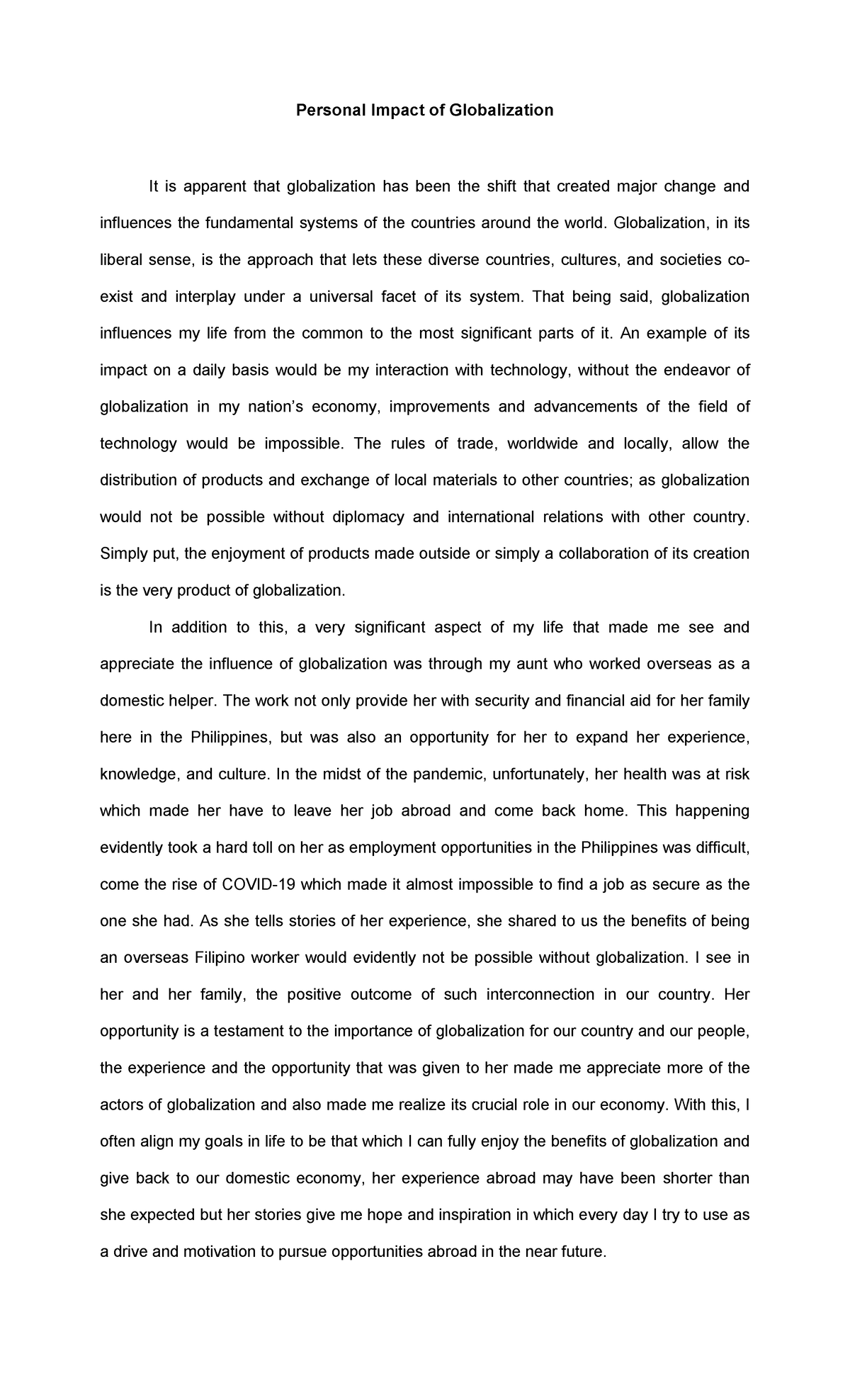 persuasive essay about globalization