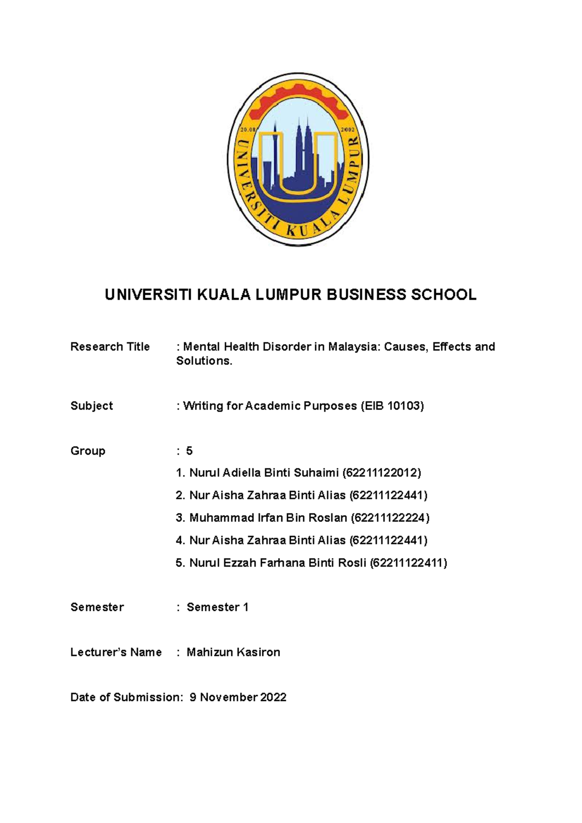 Draft Chapter 1.0 Introduction - UNIVERSITI KUALA LUMPUR BUSINESS ...