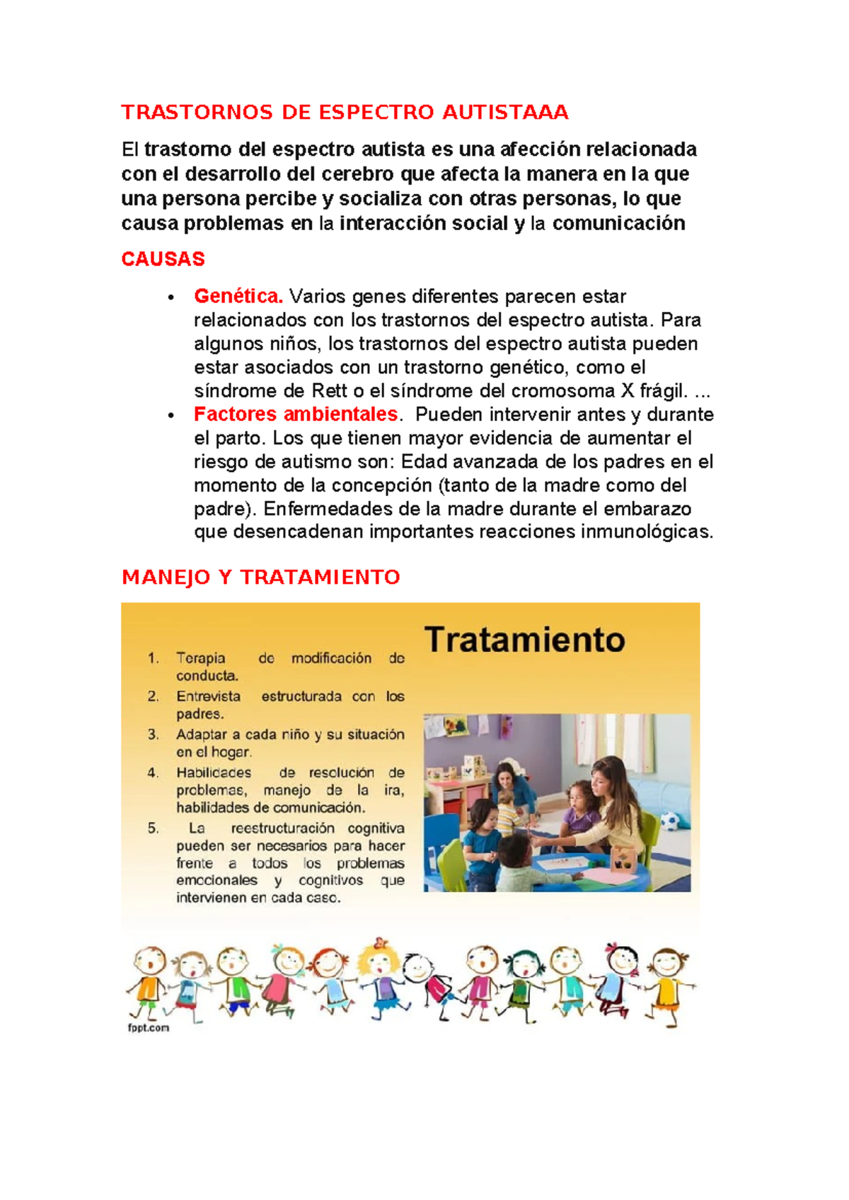 Trastornos DE Espectro Autista - TRASTORNOS DE ESPECTRO AUTISTAAA El ...