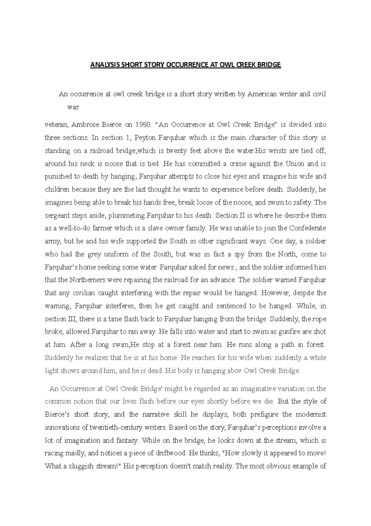 analysis essay of a short story