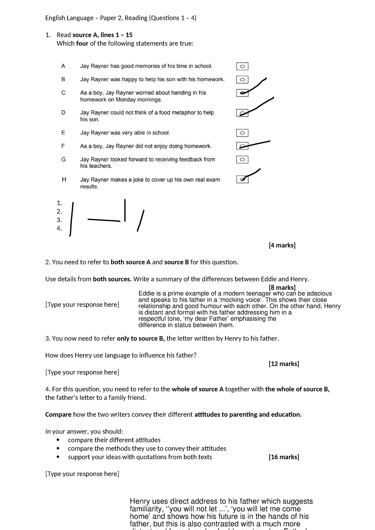 english language paper 2 homework