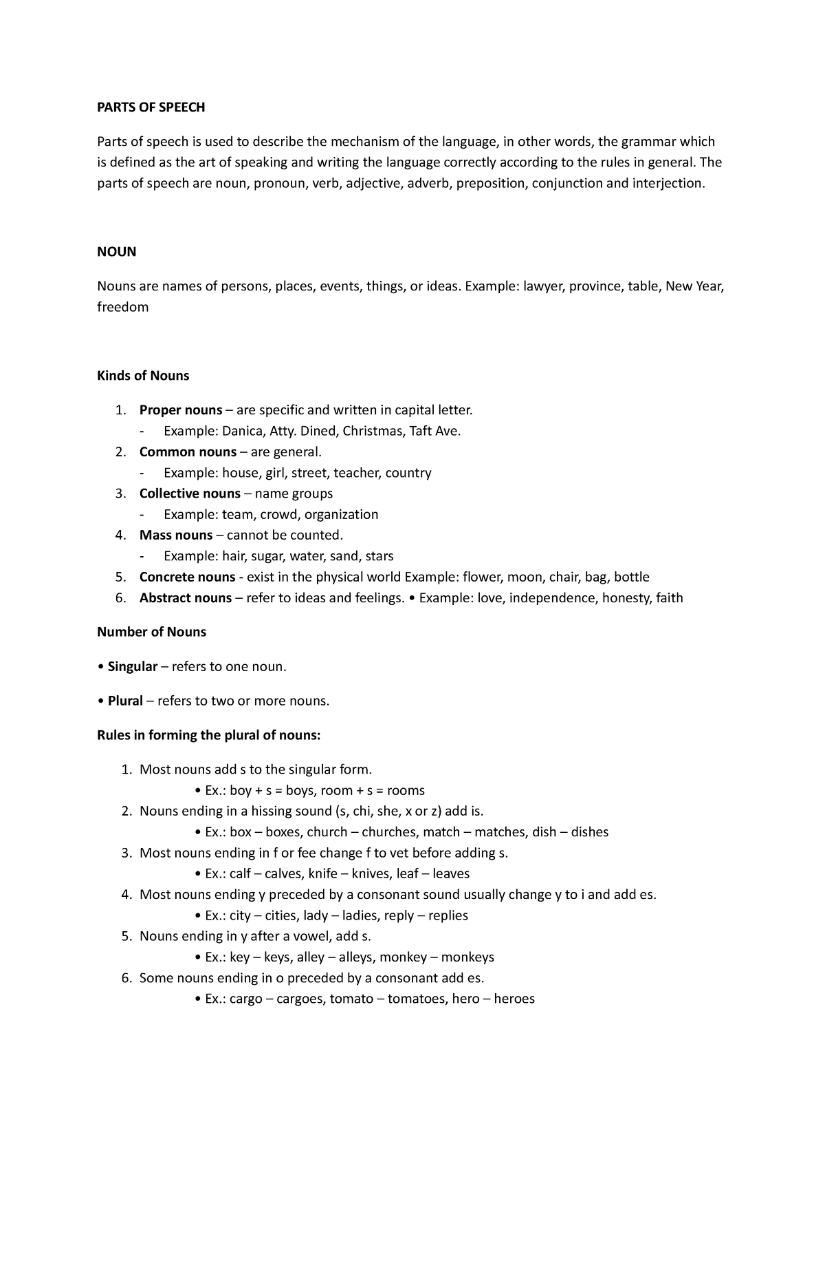 Parts OF Speech - PARTS OF SPEECH Parts of speech is used to describe ...