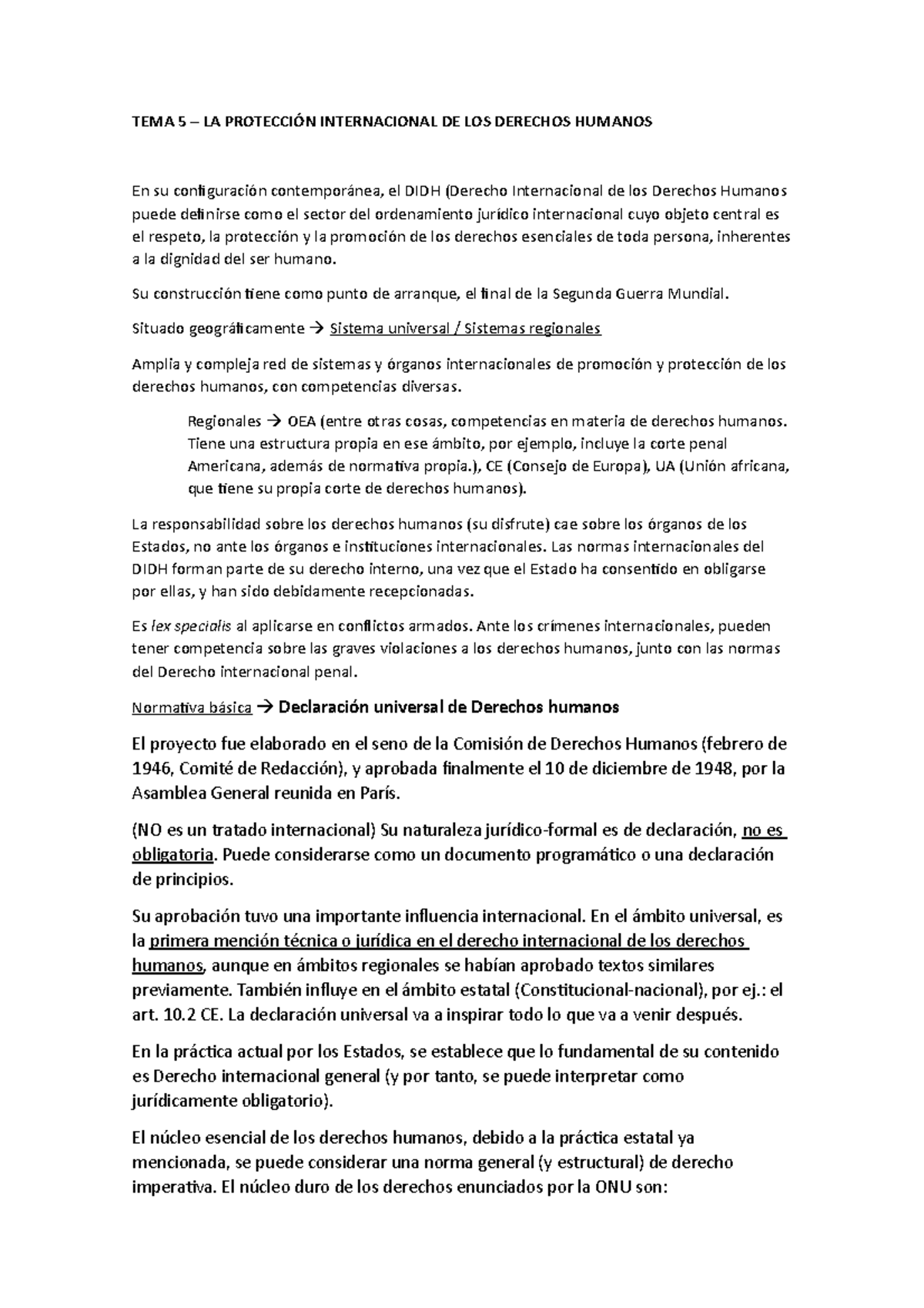 TEMA 5 - Derechos humanos - TEMA 5 – LA PROTECCIÓN INTERNACIONAL DE LOS ...