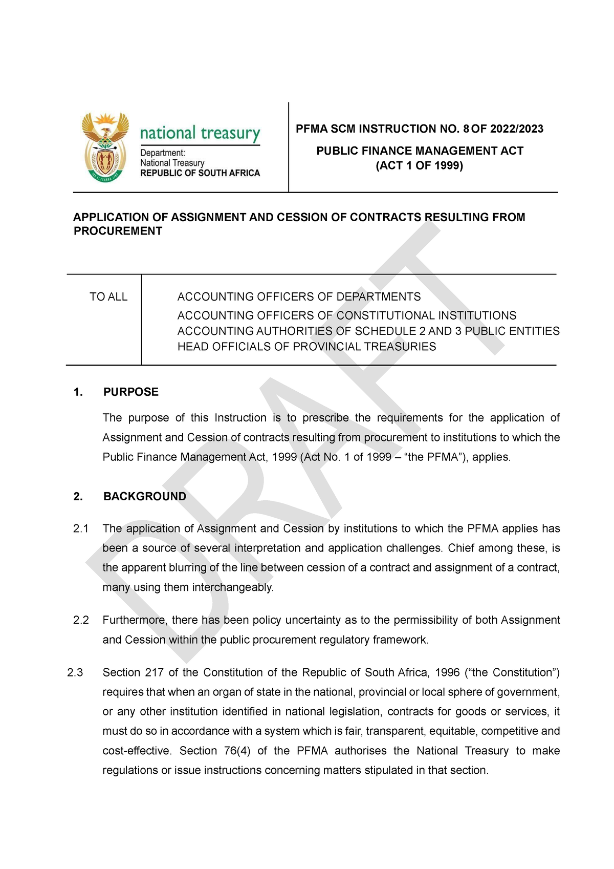 PFMA SCM Instruction No. 08 of 2022-23 - Cession and Assignment -02 ...