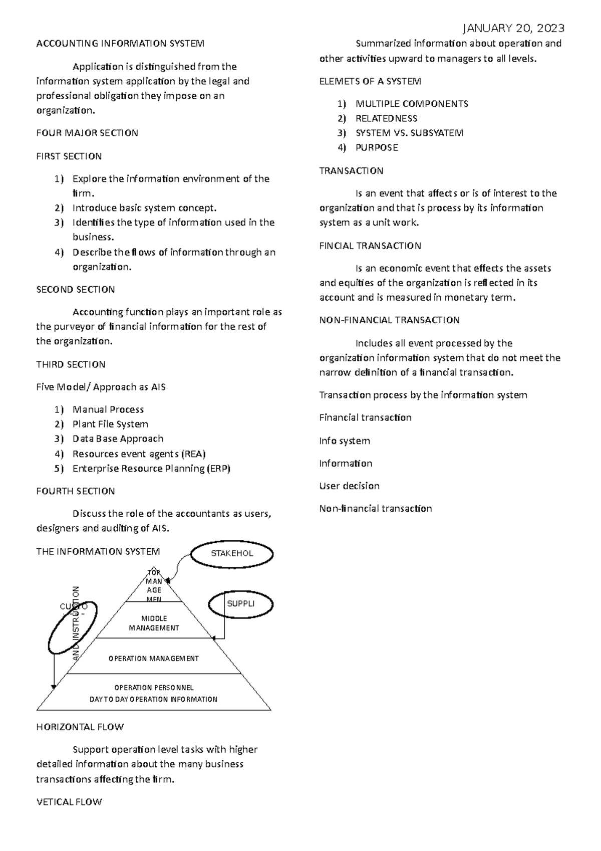 Accounting Information System January 20 2023 Accounting Information