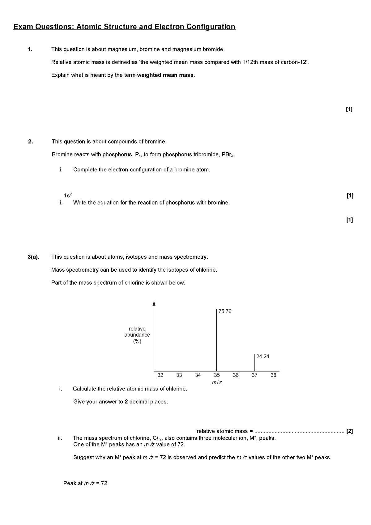 4 Atomic structure - Revision Homework - Exam Questions: Atomic ...